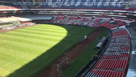 Así luce la cancha del Estadio Azteca para esta noche