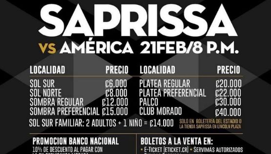 Saprissa Ya Pone a la Venta Boletos Para Enfrentar al América