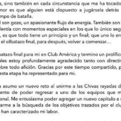 Mensaje de despedida de Oribe a la afición americanista