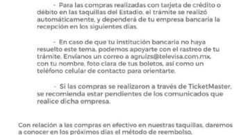 Comunicado del Estadio Azteca sobre la Devolución de Boletos del Clausura 2020