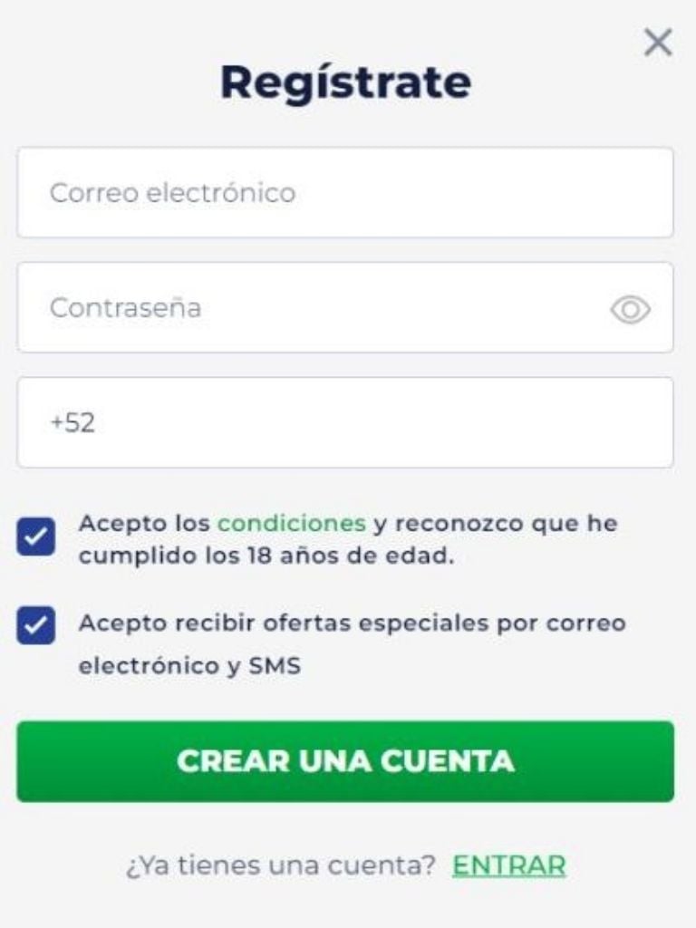 Cuadro de registro donde se pone el código promocional Lebull